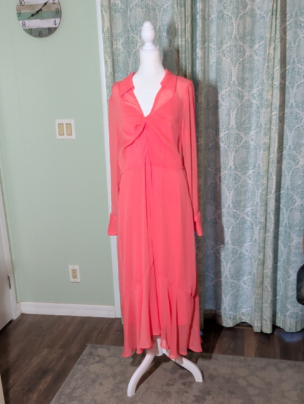 DKNY Coral Twist-Front Hi-Low Dress